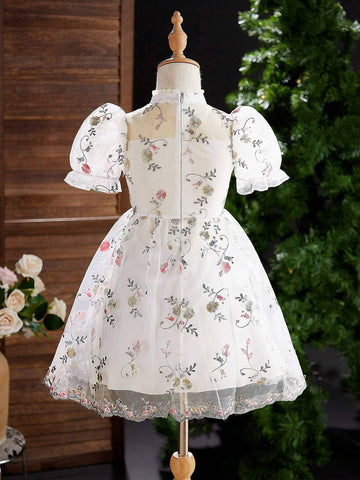 Young Girl Princess Dress Beautiful Embroidery Light Formal Dress Sweet Elegant Dress