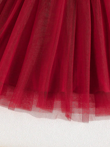 Young Girl Puff Tulle Princess Dress For Spring/Autumn