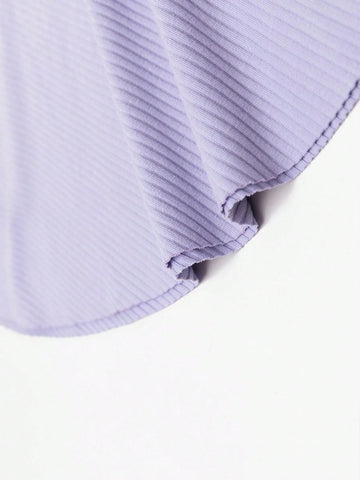 Young Girl Purple Dress For Children 2024 New Summer High-Waisted French Soft Dress With Princess Style And Slim Fit