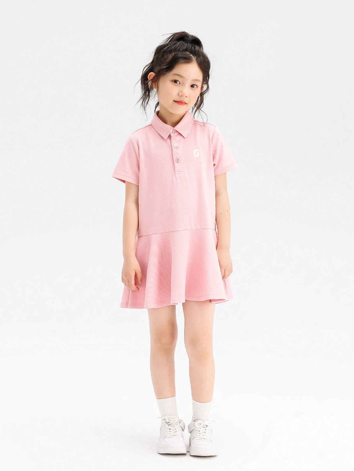 Young Girl Quick-Drying Polo Collar Dress Summer 2024 New Anti-Sweat Children's Dress For Girls