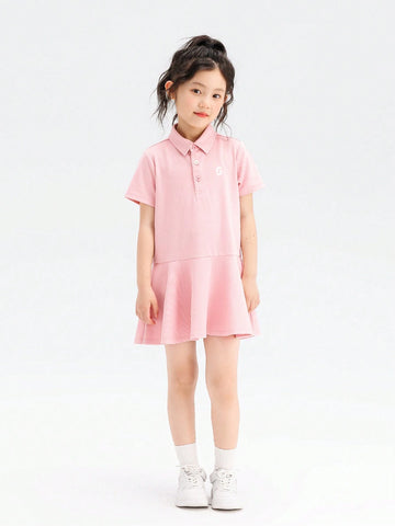 Young Girl Quick-Drying Polo Collar Dress Summer 2024 New Anti-Sweat Children's Dress For Girls
