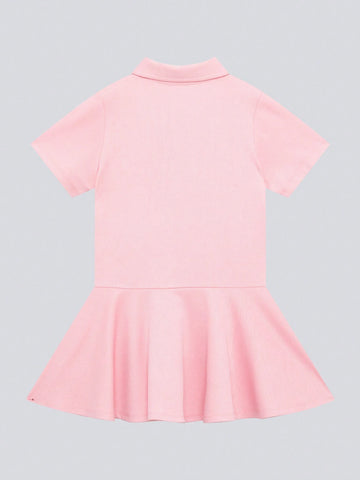 Young Girl Quick-Drying Polo Collar Dress Summer 2024 New Anti-Sweat Children's Dress For Girls