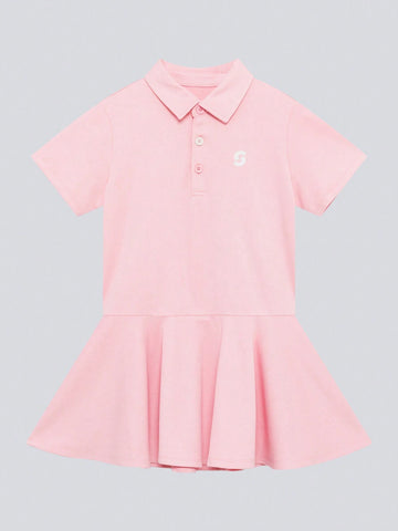 Young Girl Quick-Drying Polo Collar Dress Summer 2024 New Anti-Sweat Children's Dress For Girls