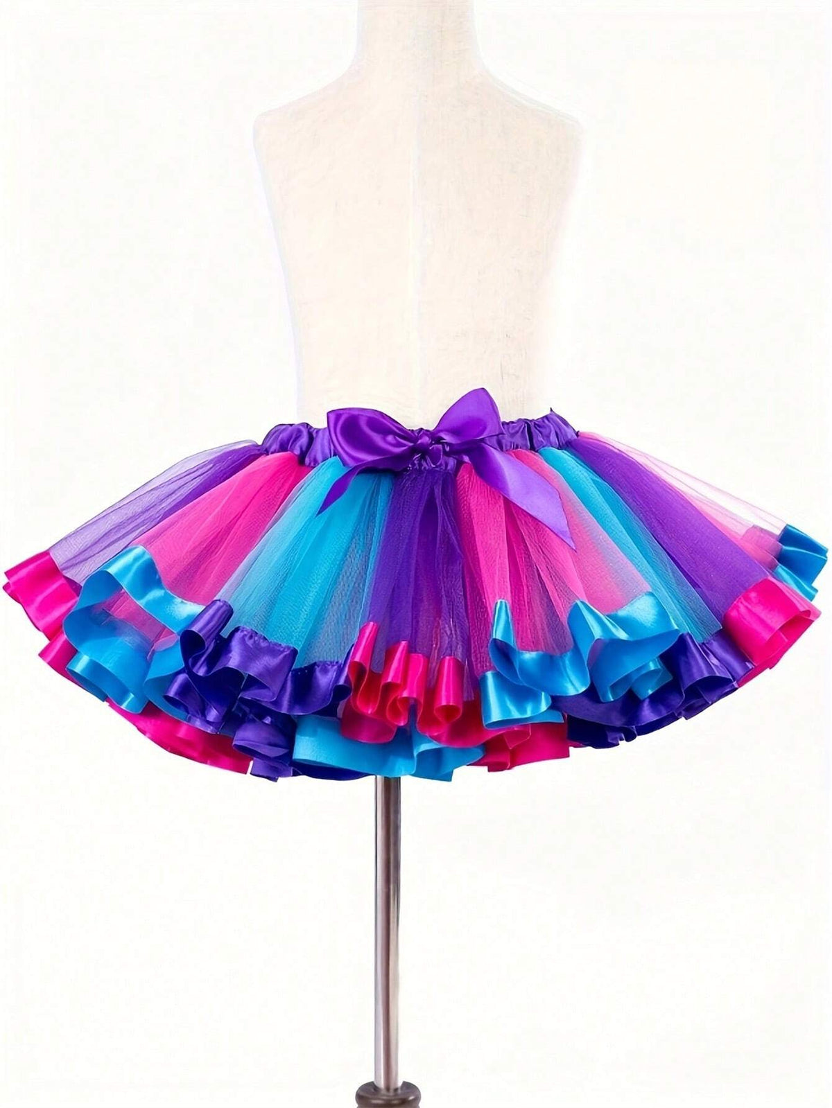 Young Girl Rainbow Mesh Puff Skirt, Performance Costume