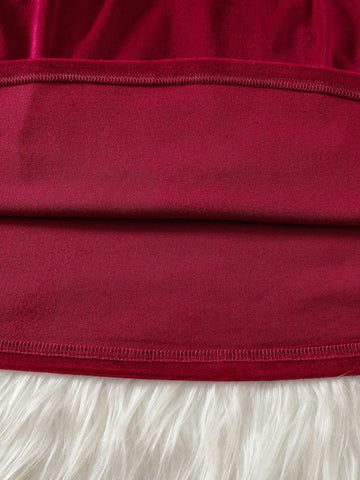 Young Girl' Retro Velvet Floral Embroidered Chinese Style Thick Dress, Fall/Winter