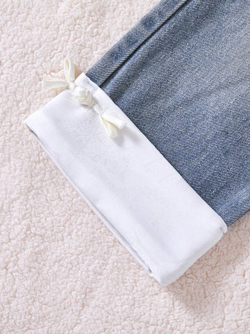 Young Girl Reverse Denim Jeans In Milky White