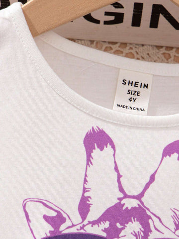 Young Girl Round Neck Deer Pattern Patchwork Printed Casual Dress