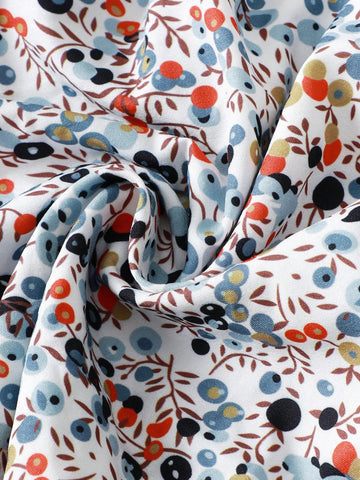 Young Girl Round Neck Patchwork WovenWith Bow Floral Dress For Fall