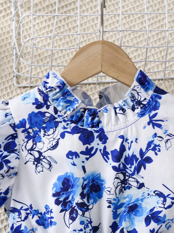 Young Girl Round Neck Sleeveless Bow Patchwork Dress