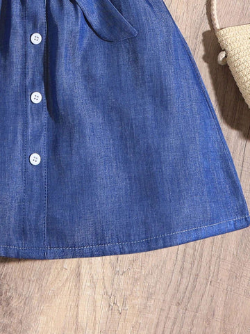 Young Girl Ruffle Armhole Belted Dress
