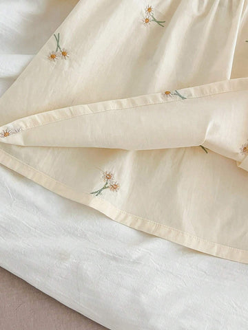 Young Girl Ruffle Collar Embroidery Long Sleeve Dress, Spring & Autumn