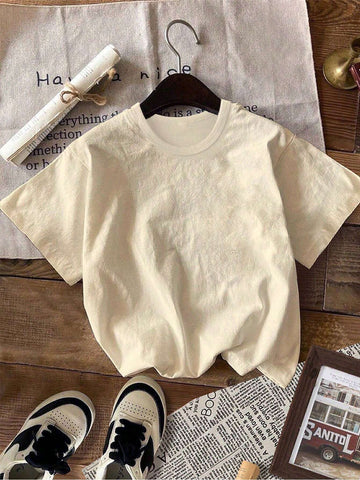 Young Girl's Knitted Solid Texture Fabric Lapel Loose Casual Blouse