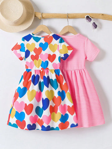 Young Girl Short Sleeve Simple Fashion Casual Daily Dress