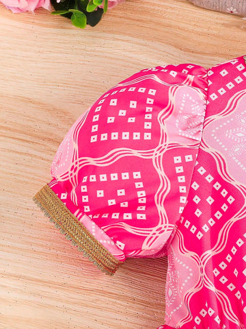 Young Girl Silver & Gold Flower Trim Polka Dot Spring/Summer Dress