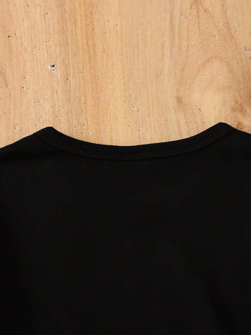 Young Girl Simple Casual Solid Color Round Neck T-Shirt Suitable For Daily Outings In Spring And Summer