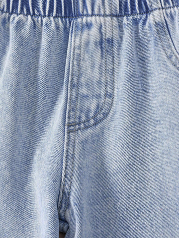 Young Girl Simple & Versatile Light Washed Blue Long Straight Jeans