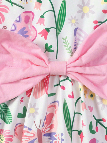 Young Girl Sleeveless Casual Cute Bow Decorate Dress