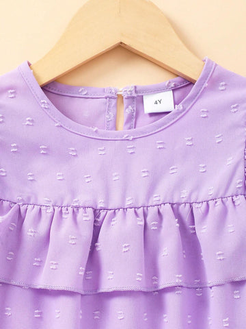 Young Girl Sleeveless Ruffled Texture Fabric Casual Dress