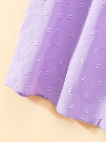 Young Girl Sleeveless Ruffled Texture Fabric Casual Dress