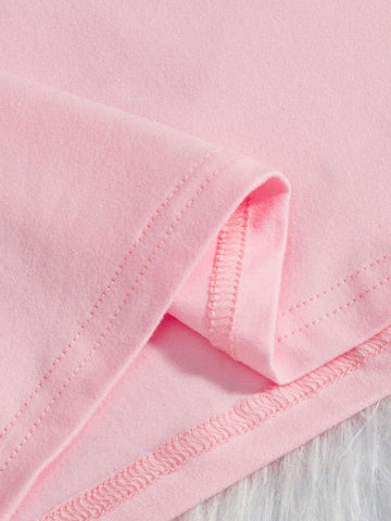 Young Girl Slogan Pattern Printed Short Sleeve T-Shirt, Summer Casual Wear