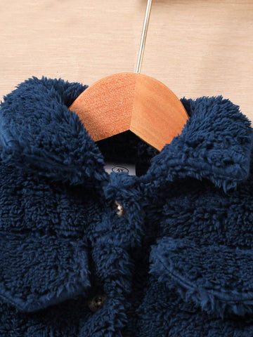 Young Girl' Solid Color Fluffy Long Sleeve Casual Jacket, Autumn/Winter