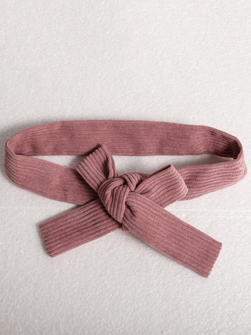 Young Girl Solid Color Front Button Waist Tie Casual Long Sleeve Dress