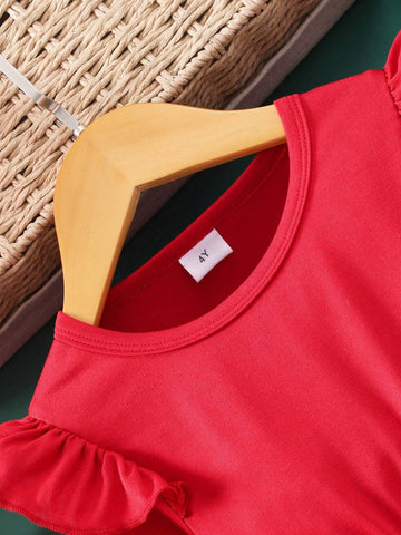 Young Girl Solid Color Long Sleeve Round Neck Mesh Dress