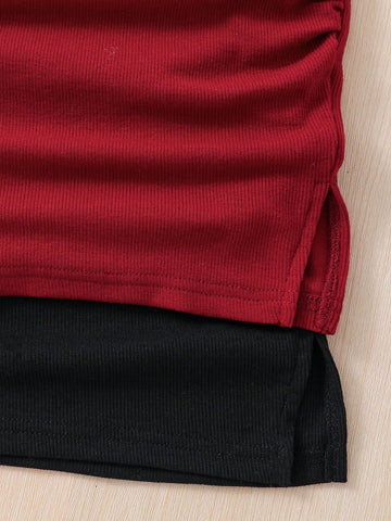 Young Girl Solid Color Round Neck Cold Shoulder Bodycon Casual Sweater Dress