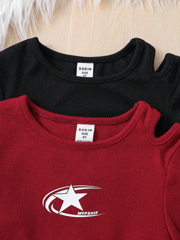 Young Girl Solid Color Round Neck Cold Shoulder Bodycon Casual Sweater Dress