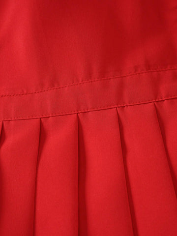 Young Girl Solid Color Simple Sleeveless Pleated Dress, Summer