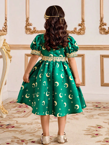 Young Girl Solid Color Splice Short Sleeve Elegant Minimalist Luxe Dress