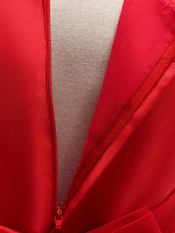 Young Girl' Solid Color Tulle & Satin Sleeveless Puff Skirt, Elegant Formal Party Dress