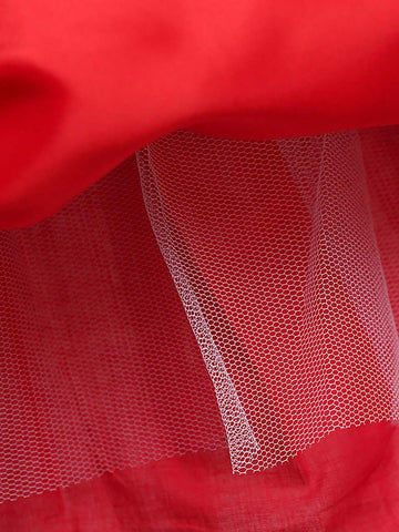 Young Girl' Solid Color Tulle & Satin Sleeveless Puff Skirt, Elegant Formal Party Dress