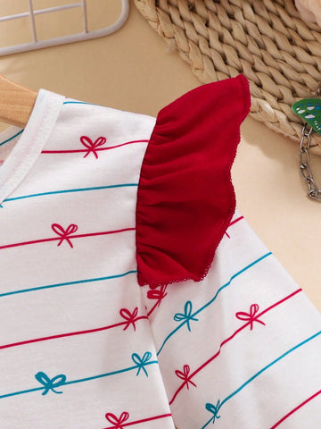 Young Girl' Spring/Autumn Cute Cap Sleeve Round Neck Long Sleeve Dress