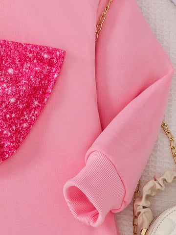 Young Girl Spring/Autumn Cute Sweatshirt Dress, Fashion 3D Bow Round Neck Long Sleeve Infant Young Girl Dress