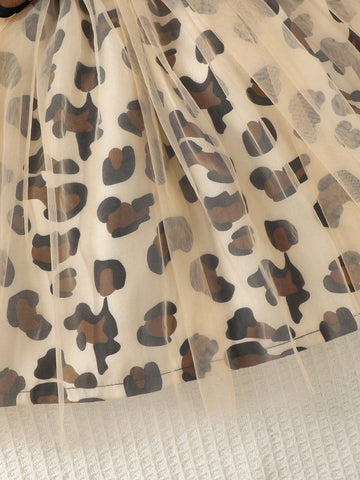 Young Girl' Spring/Autumn Fashion Chic Heart Print Ruffled Mesh Dress