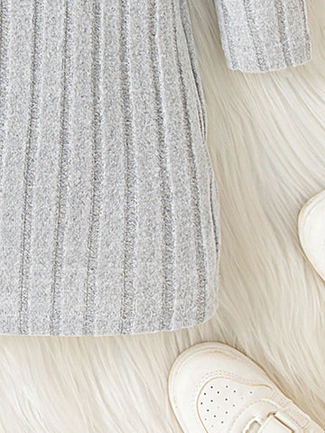 Young Girl Spring/Autumn Ribbed Soft Patchwork Embroidered Cat Dress