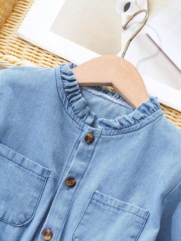 Young Girl Spring/Fall Denim Princess Dress, New Fashion Trendy Design
