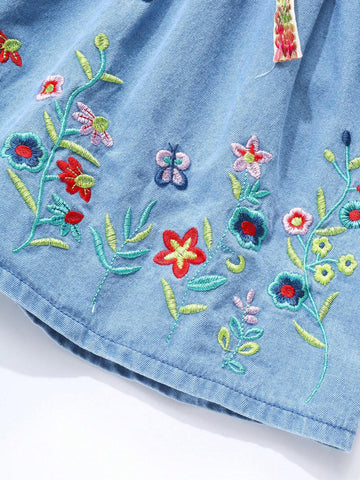 Young Girl Spring/Fall Denim Princess Dress, New Fashion Trendy Design