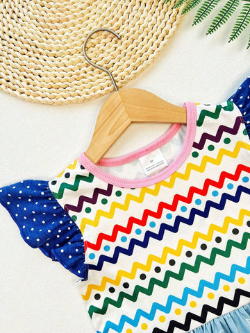 Young Girl Spring/Summer/Autumn Apple Print Pencil Skirt, Cap Sleeve Casual Dress For School