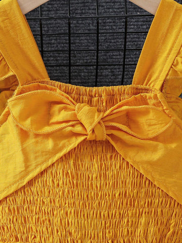 Young Girl Spring Summer Holiday Casual Jumpsuit With Stripe Top And Solid Color Pants For Picnic And Stroll