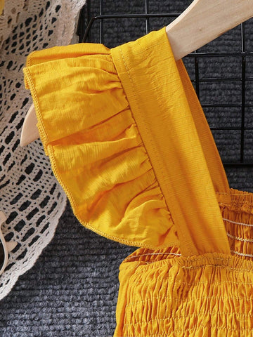 Young Girl Spring Summer Holiday Casual Jumpsuit With Stripe Top And Solid Color Pants For Picnic And Stroll