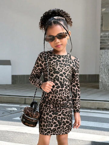 Young Girl Street Casual Sweet Round Neck Long Sleeve Dress