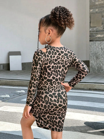Young Girl Street Casual Sweet Round Neck Long Sleeve Dress