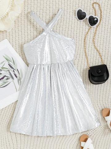Young Girl Streetwear Y2k Halter Neck Dress