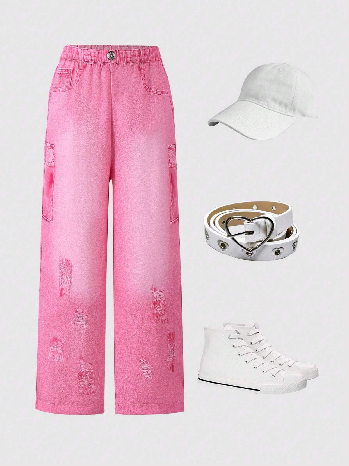 Young Girl Stylish And Cool Young Girls Denim Effect Pants, Suitable For Daily, Leisure, Street And Outdoor Wear, Spring, Summer And Autumn