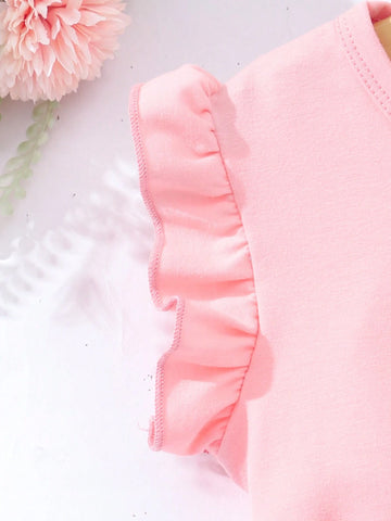 Young Girl Summer Butterfly Printed Casual Dress With Flounce Sleeves