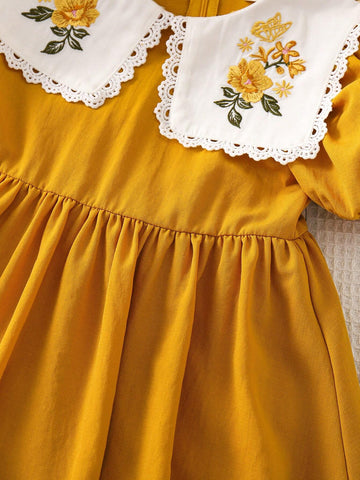 Young Girl Summer Casual Dresses Woven Colorful Flower Embroidery Puff Sleeve Bubble Hem Bodycon Dress