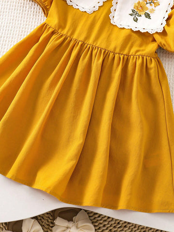 Young Girl Summer Casual Dresses Woven Colorful Flower Embroidery Puff Sleeve Bubble Hem Bodycon Dress