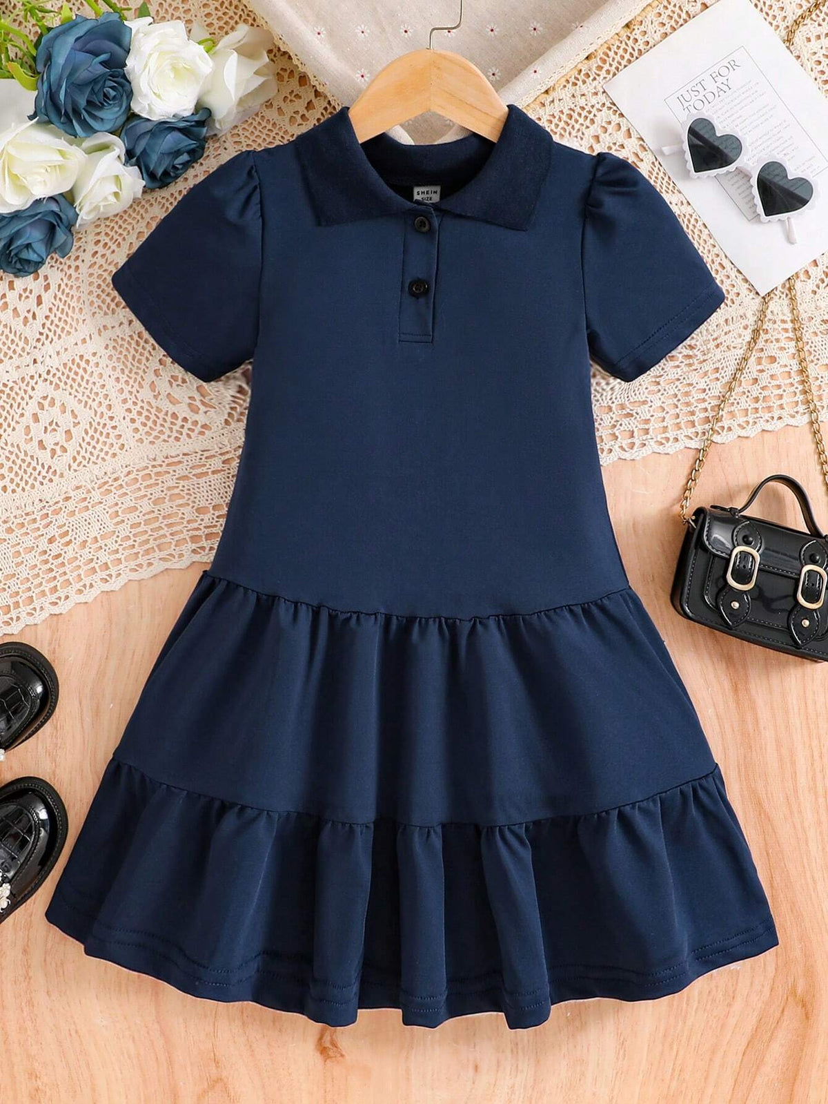 Young Girl Summer Casual Puff Sleeve A-Line Dress